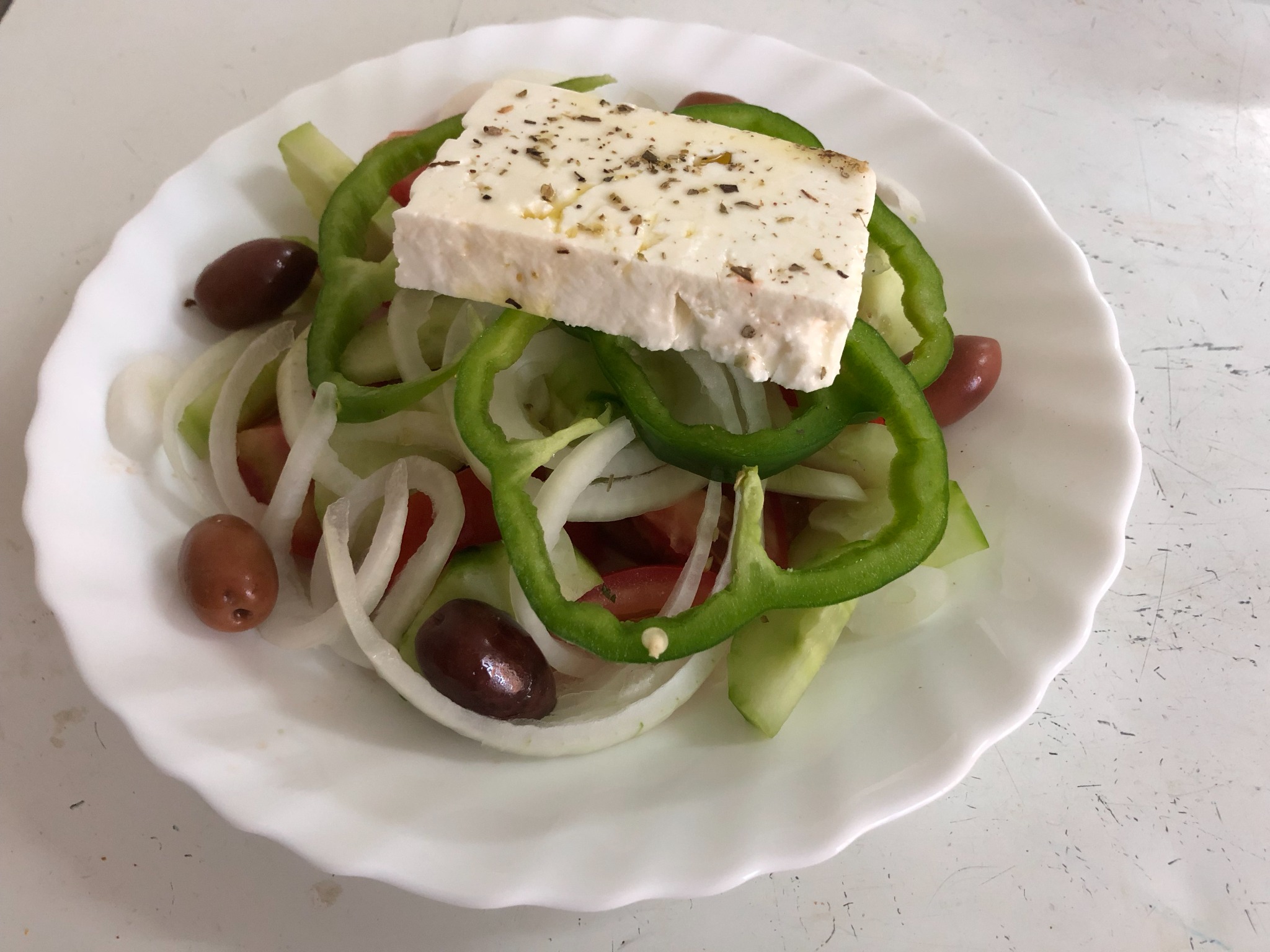 Greek salad with feta and olives